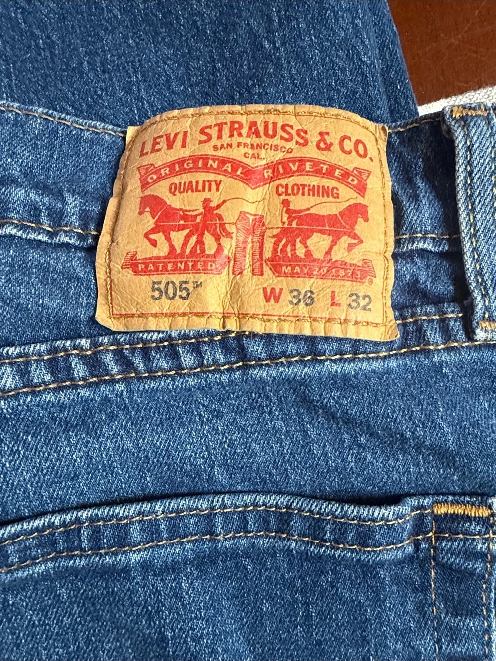 Levi's 505 Straight Leg Jeans Mens W36 L32 Medium Wash Regular Fit